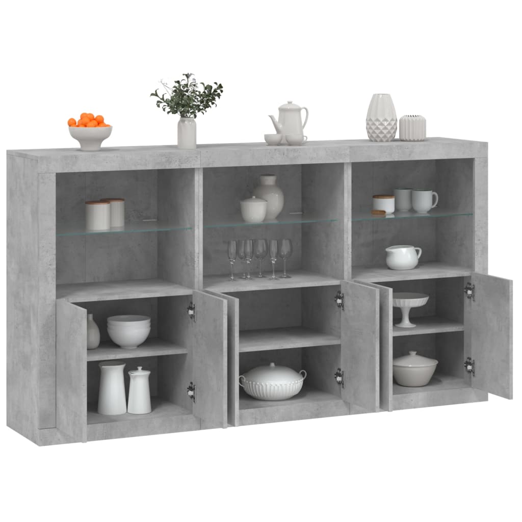 Credenza con Luci LED Grigio Cemento 181,5x37x100 cm - homemem39
