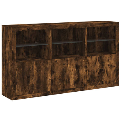 Credenza con Luci LED Rovere Fumo 181,5x37x100 cm