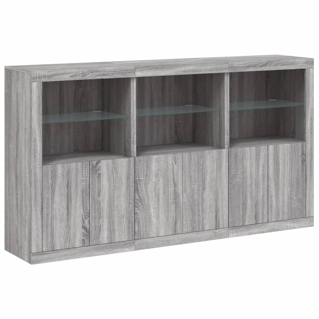 Credenza con Luci LED Grigio Sonoma 181,5x37x100 cm