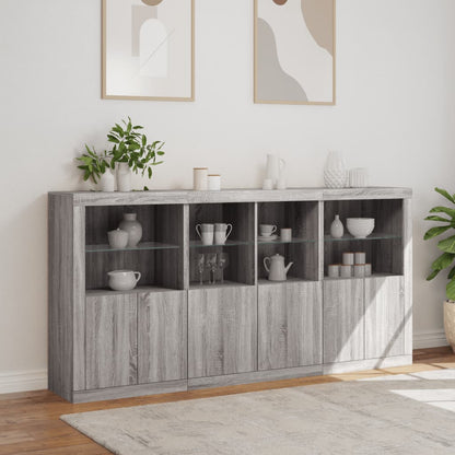 Credenza con Luci LED Grigio Sonoma 202x37x100 cm