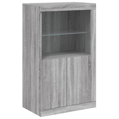 Credenza con Luci LED Grigio Sonoma 202x37x100 cm