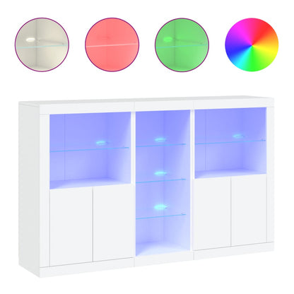 Credenza con Luci LED Bianca 162x37x100 cm - homemem39