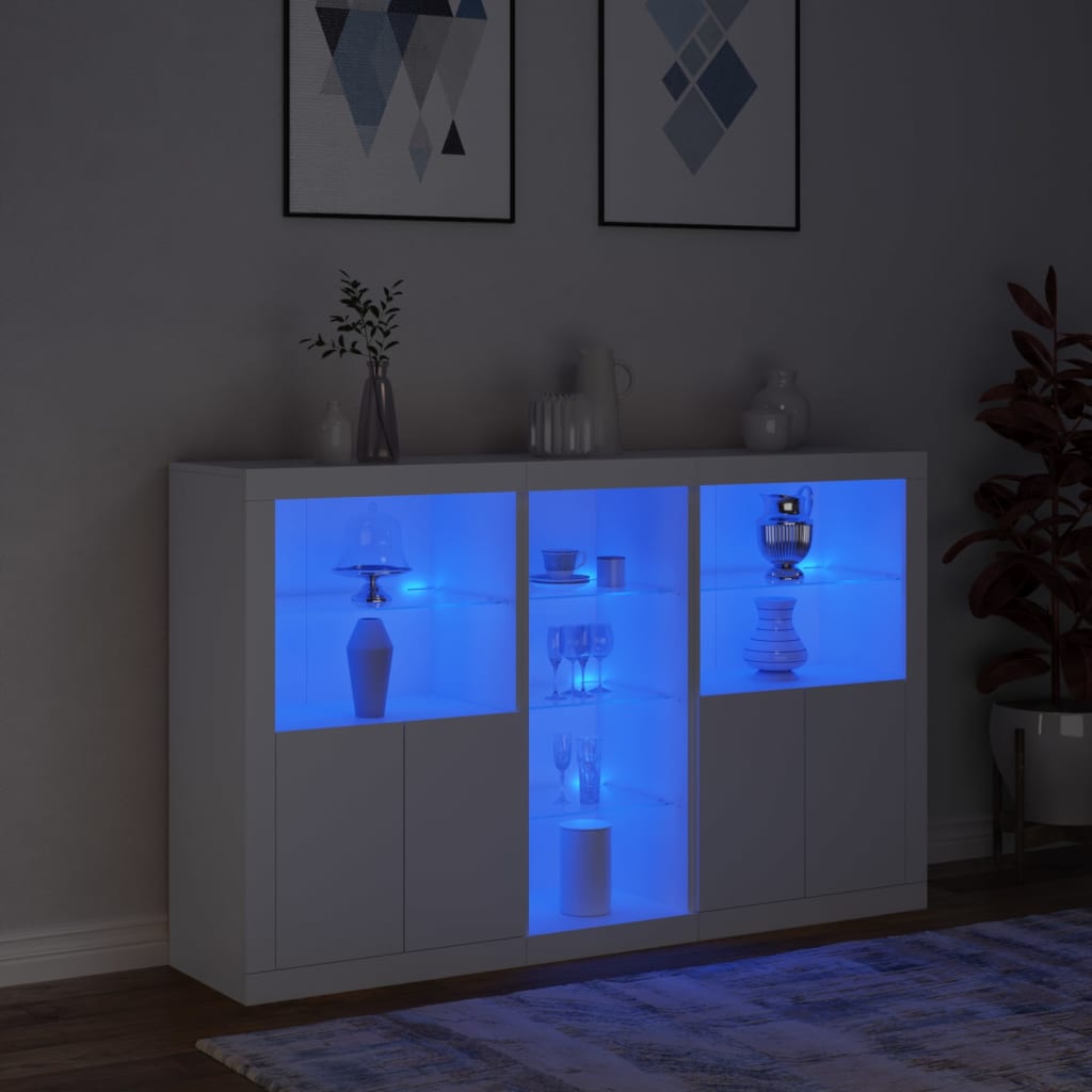 Credenza con Luci LED Bianca 162x37x100 cm - homemem39