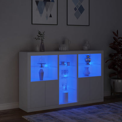 Credenza con Luci LED Bianca 162x37x100 cm - homemem39