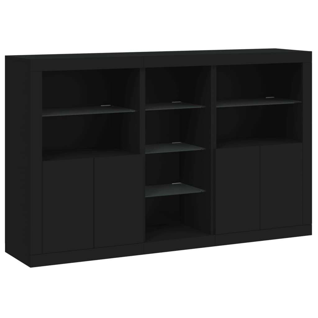 Credenza con Luci LED Nera 162x37x100 cm - homemem39