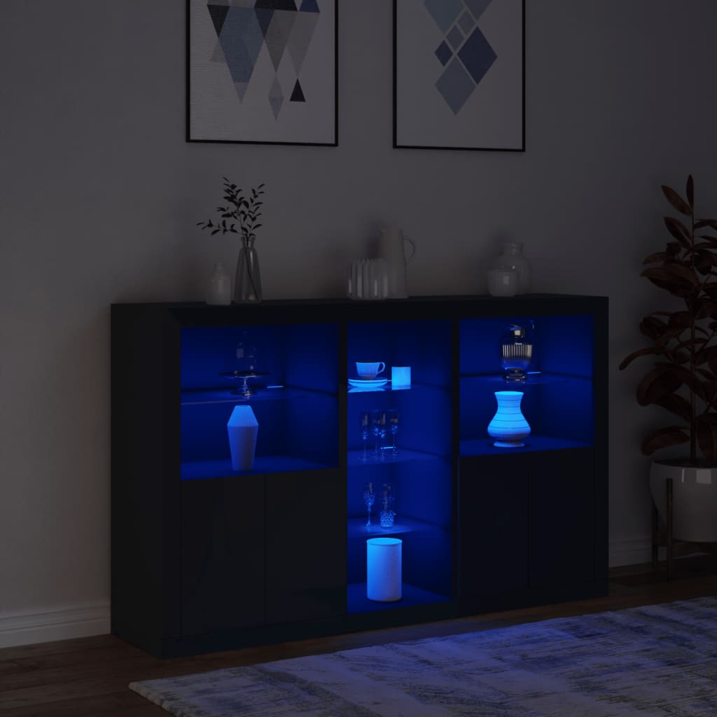 Credenza con Luci LED Nera 162x37x100 cm - homemem39