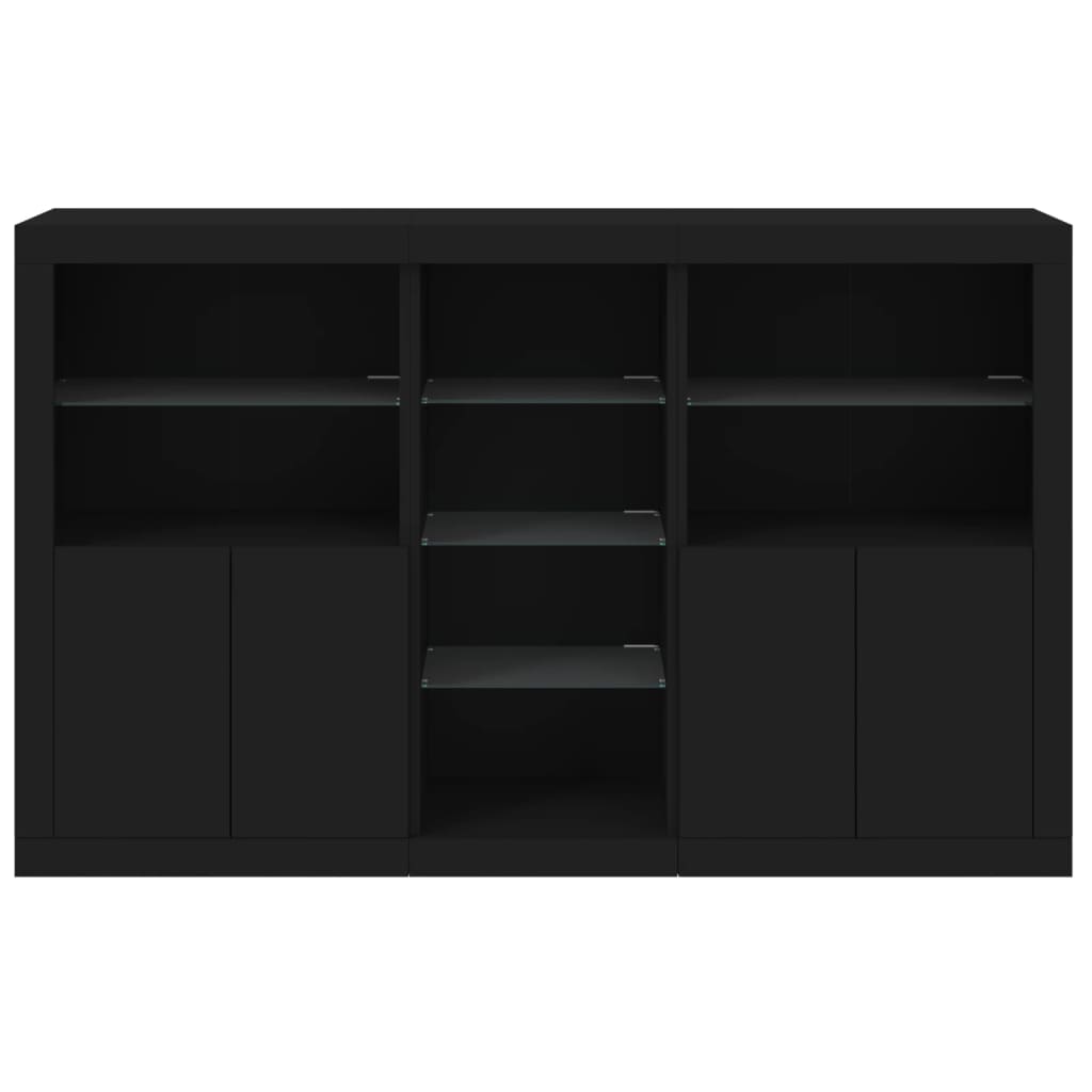 Credenza con Luci LED Nera 162x37x100 cm - homemem39