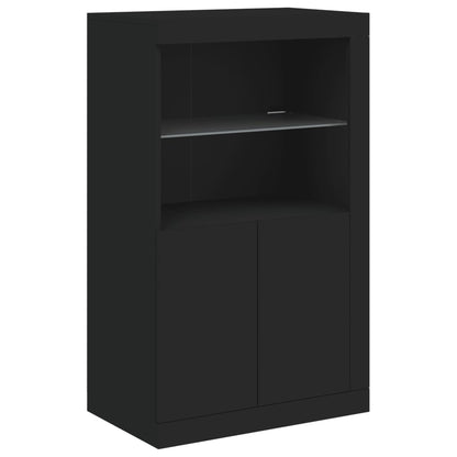 Credenza con Luci LED Nera 162x37x100 cm - homemem39