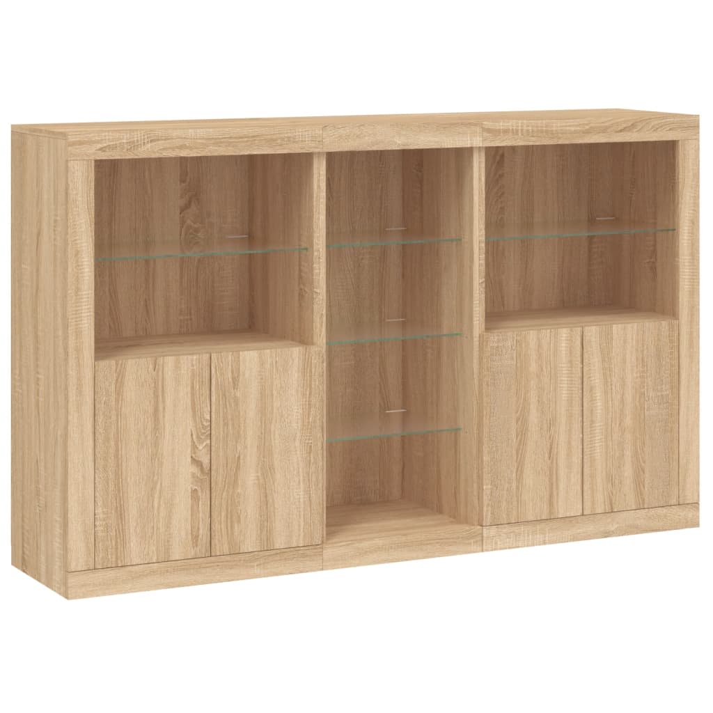 Credenza con Luci LED Rovere Sonoma 162x37x100 cm - homemem39