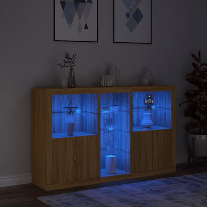 Credenza con Luci LED Rovere Sonoma 162x37x100 cm - homemem39