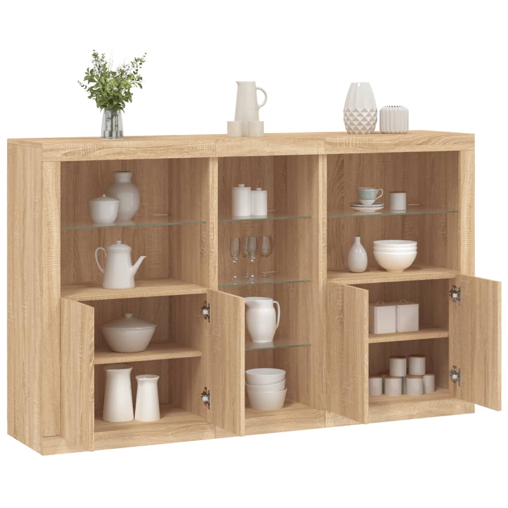 Credenza con Luci LED Rovere Sonoma 162x37x100 cm - homemem39