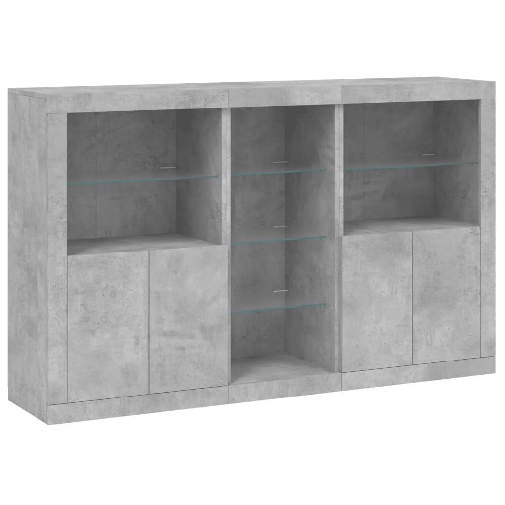 Credenza con Luci LED Grigio Cemento 162x37x100 cm