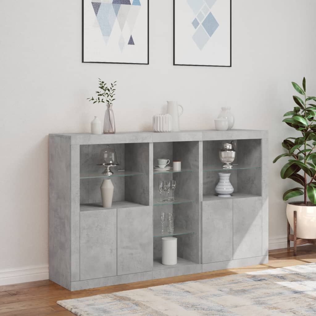 Credenza con Luci LED Grigio Cemento 162x37x100 cm - homemem39