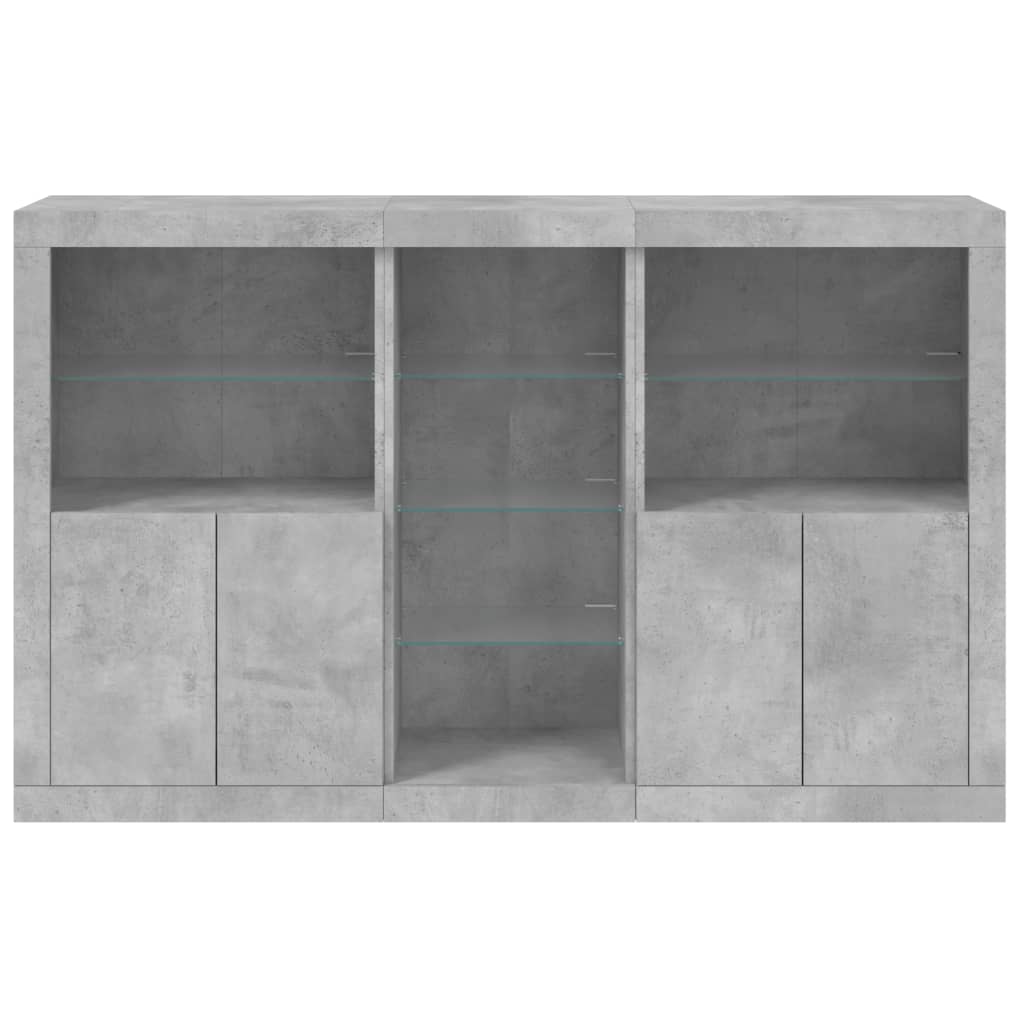 Credenza con Luci LED Grigio Cemento 162x37x100 cm - homemem39