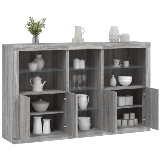 Credenza con Luci LED Grigio Sonoma 162x37x100 cm