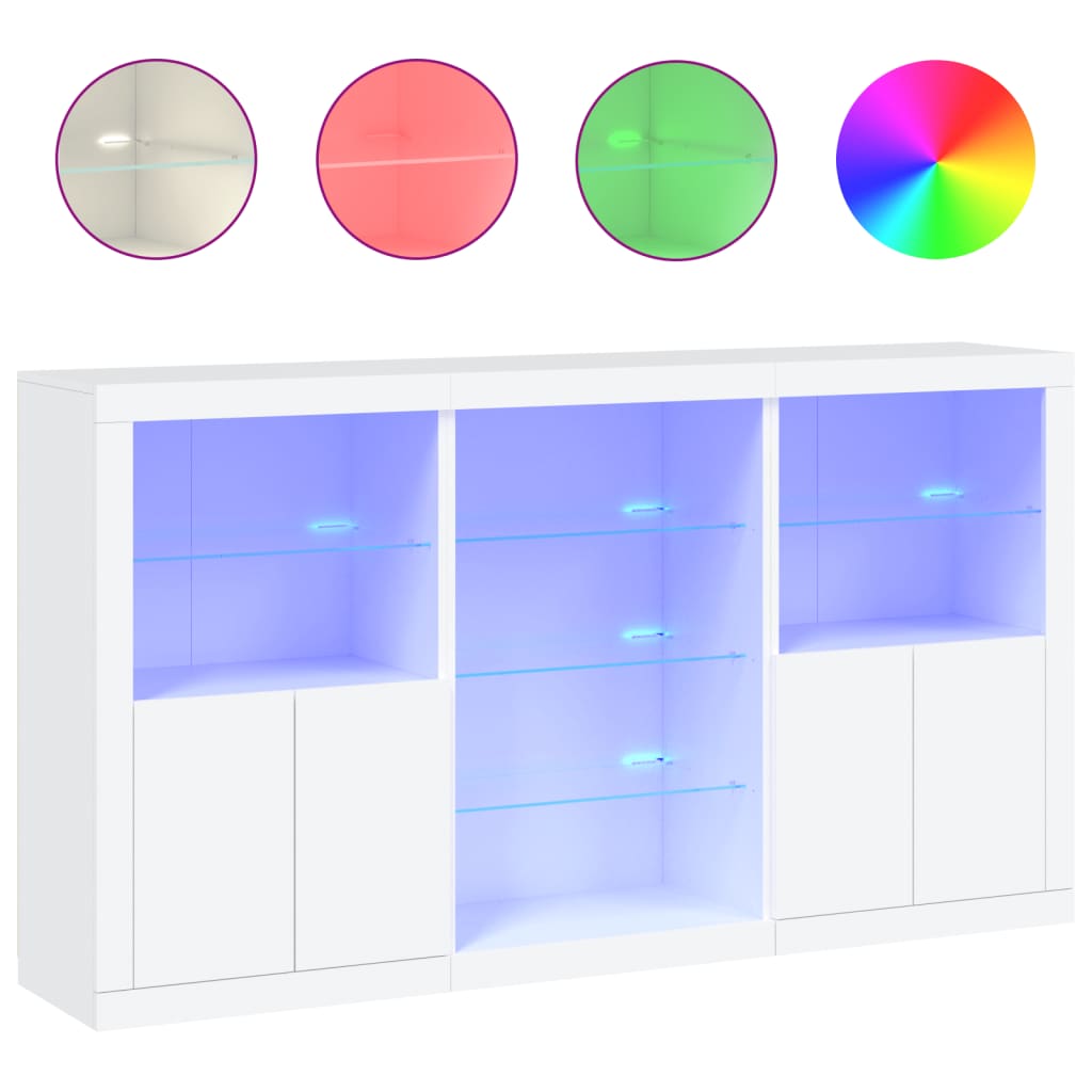 Credenza con Luci LED Bianca 181,5x37x100 cm - homemem39