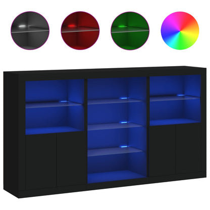 Credenza con Luci LED Nera 181,5x37x100 cm - homemem39