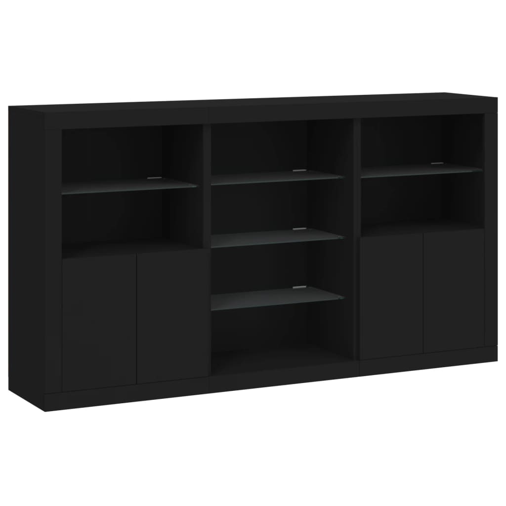 Credenza con Luci LED Nera 181,5x37x100 cm - homemem39