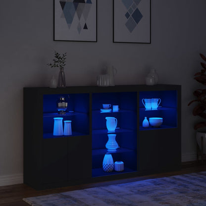 Credenza con Luci LED Nera 181,5x37x100 cm - homemem39
