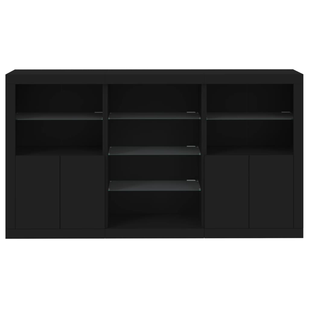 Credenza con Luci LED Nera 181,5x37x100 cm - homemem39