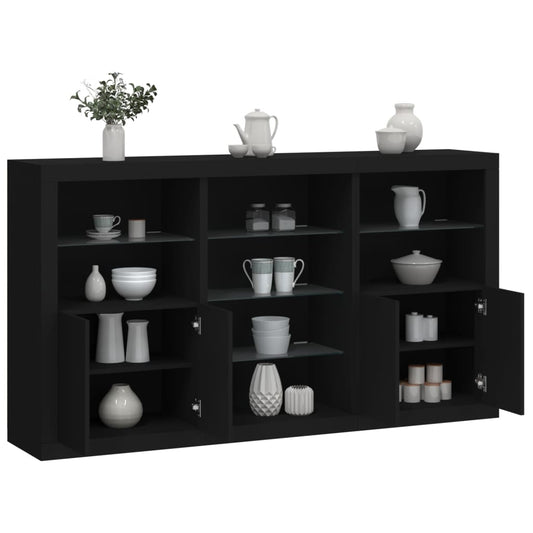 Credenza con Luci LED Nera 181,5x37x100 cm - homemem39