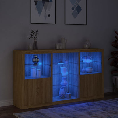 Credenza con Luci LED Rovere Sonoma 181,5x37x100 cm - homemem39
