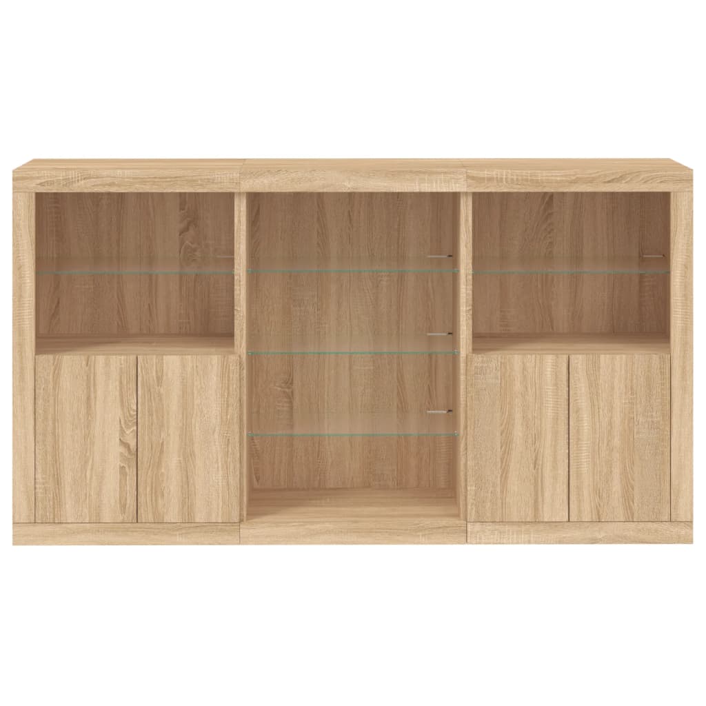 Credenza con Luci LED Rovere Sonoma 181,5x37x100 cm - homemem39