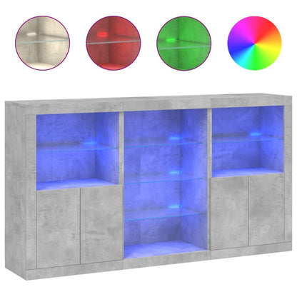 Credenza con Luci LED Grigio Cemento 181,5x37x100 cm - homemem39
