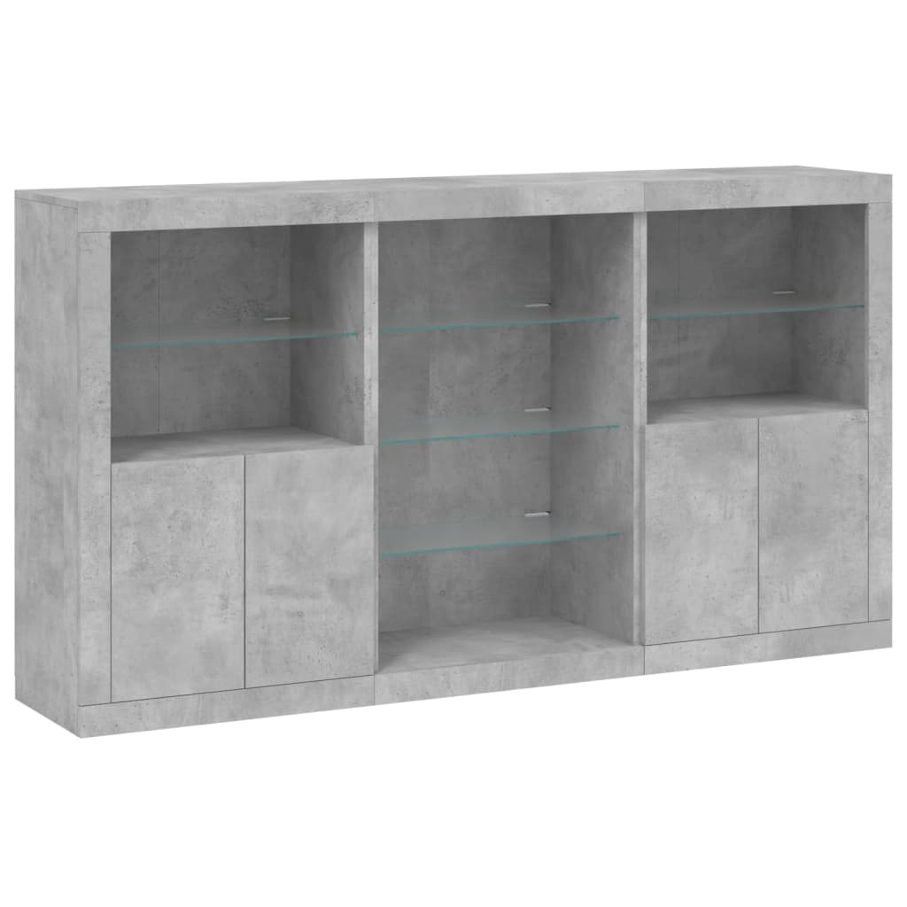 Credenza con Luci LED Grigio Cemento 181,5x37x100 cm - homemem39
