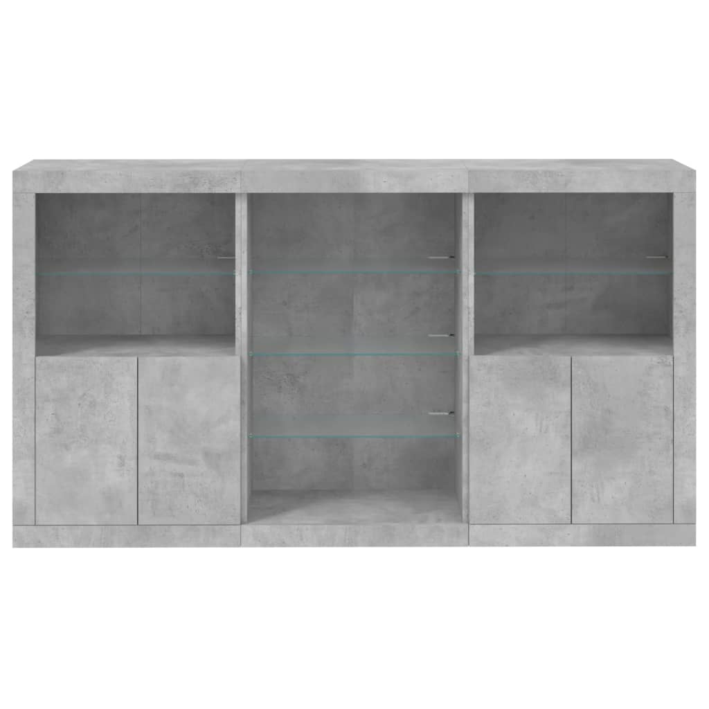Credenza con Luci LED Grigio Cemento 181,5x37x100 cm - homemem39