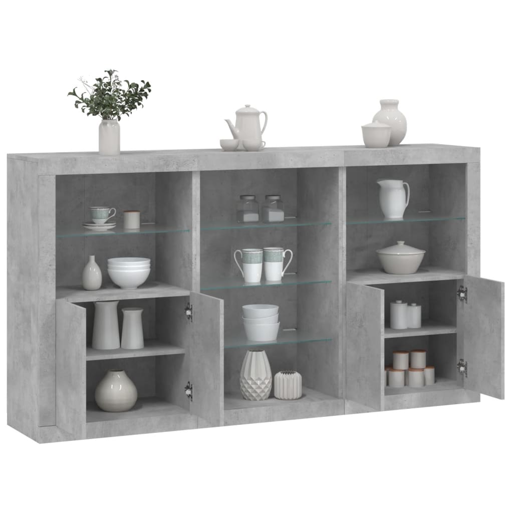 Credenza con Luci LED Grigio Cemento 181,5x37x100 cm - homemem39