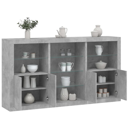 Credenza con Luci LED Grigio Cemento 181,5x37x100 cm - homemem39
