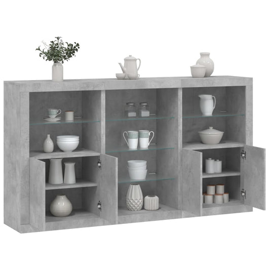 Credenza con Luci LED Grigio Cemento 181,5x37x100 cm - homemem39