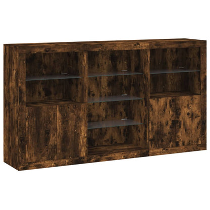 Credenza con Luci LED Rovere Fumo 181,5x37x100 cm