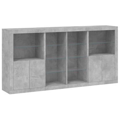 Credenza con Luci LED Grigio Cemento 202x37x100 cm