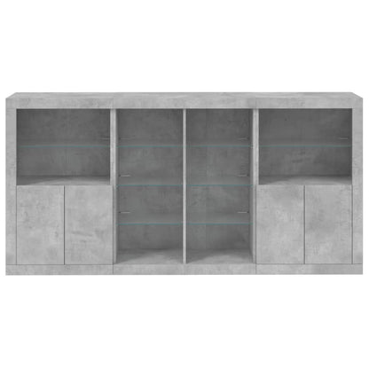 Credenza con Luci LED Grigio Cemento 202x37x100 cm