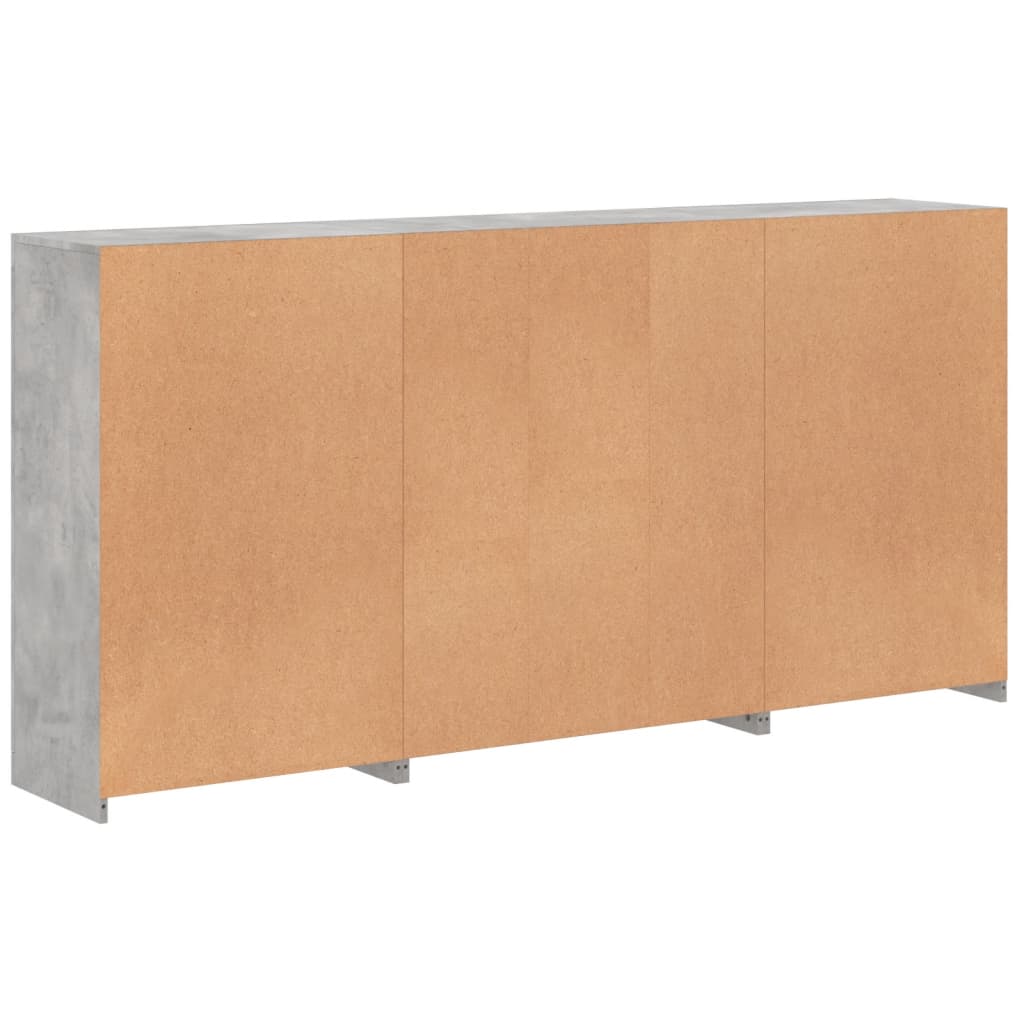Credenza con Luci LED Grigio Cemento 202x37x100 cm