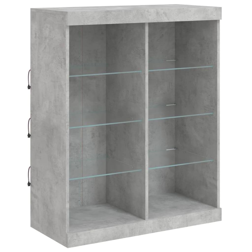 Credenza con Luci LED Grigio Cemento 202x37x100 cm