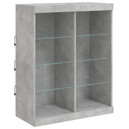 Credenza con Luci LED Grigio Cemento 202x37x100 cm