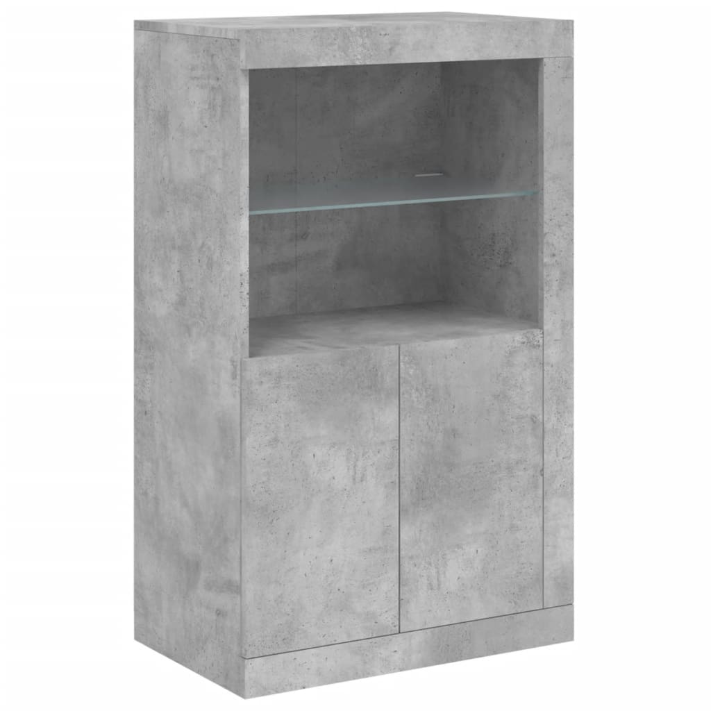 Credenza con Luci LED Grigio Cemento 202x37x100 cm