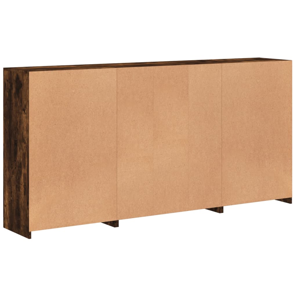 Credenza con Luci LED Rovere Fumo 202x37x100 cm
