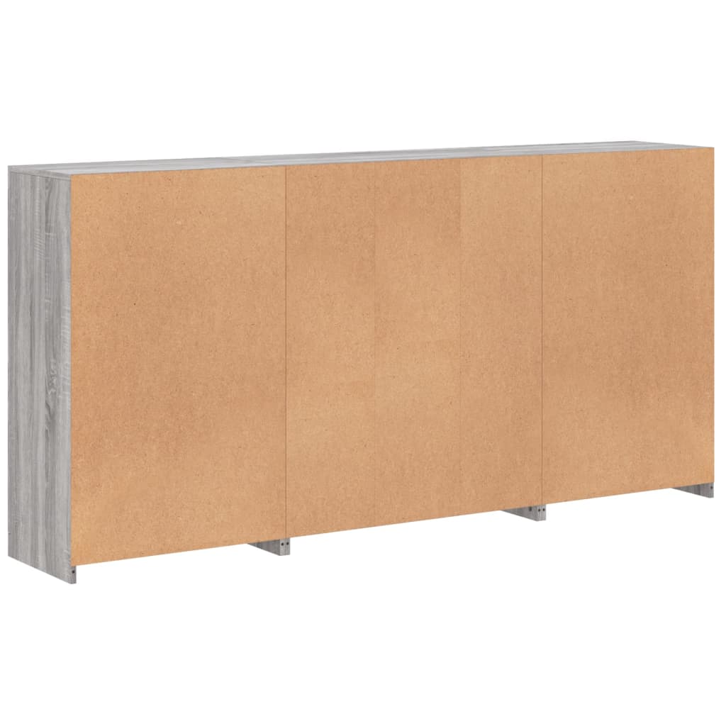 Credenza con Luci LED Grigio Sonoma 202x37x100 cm