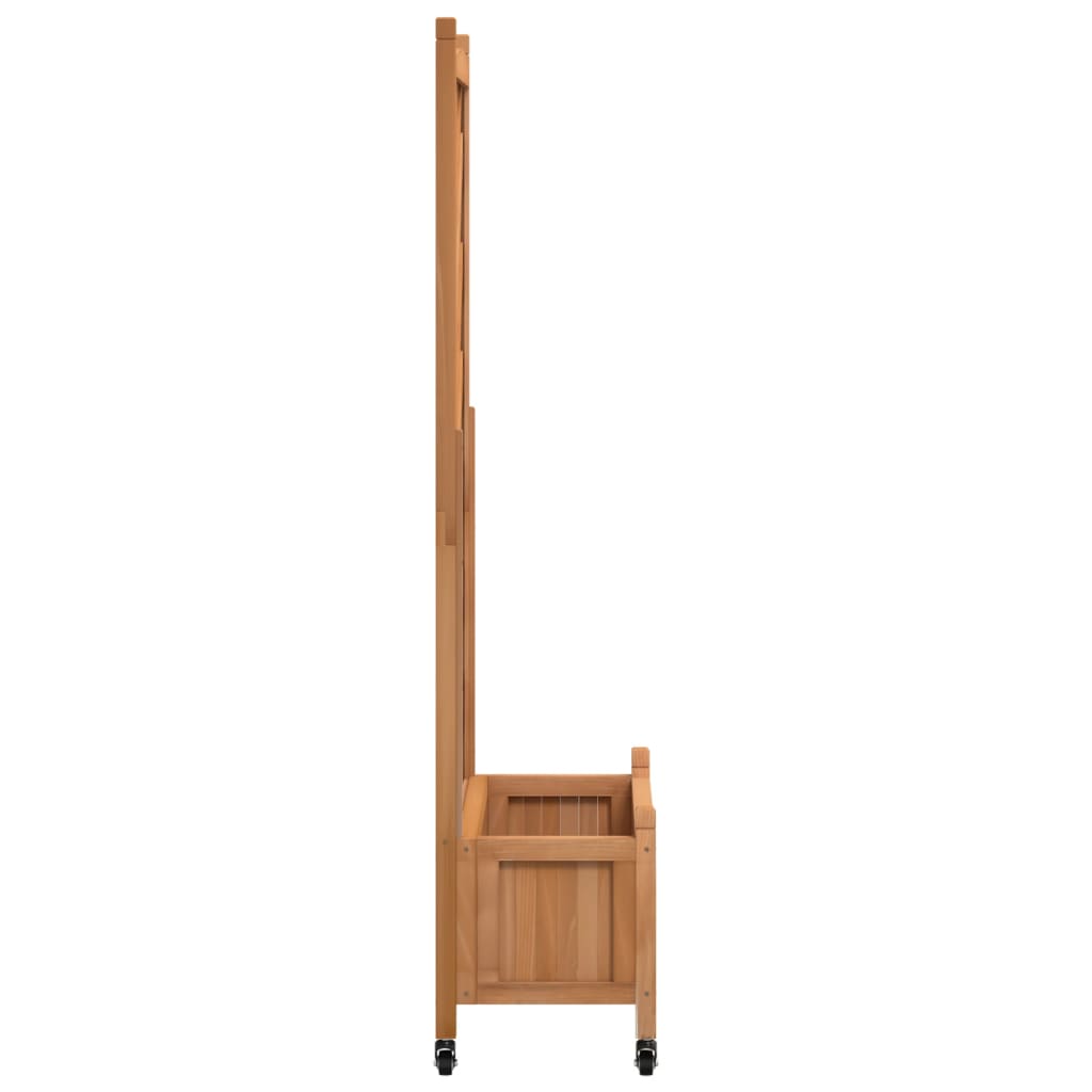 Fioriera con Traliccio e Ruote Marrone Legno Massello di Abete | homemem39