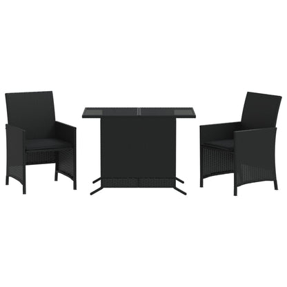Set da Bistrò 3 pz con Cuscini Nero in Polyrattan - homemem39
