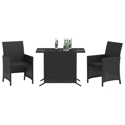Set da Bistrò 3 pz con Cuscini Nero in Polyrattan - homemem39