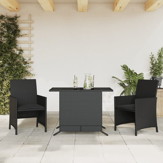 Set da Bistrò 3 pz con Cuscini Nero in Polyrattan - homemem39