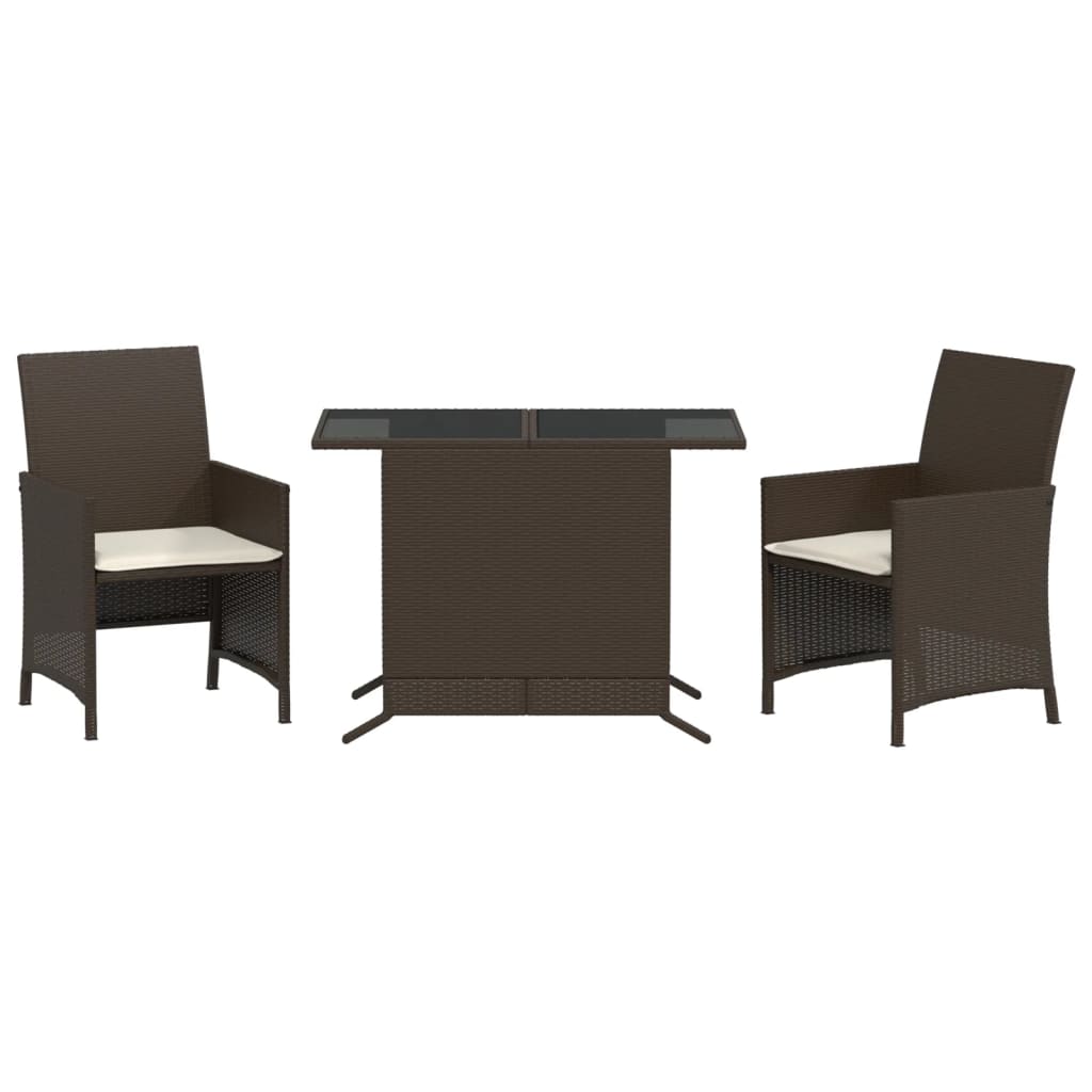 Set Bistrò 3 pz con Cuscini Marrone in Polyrattan - homemem39