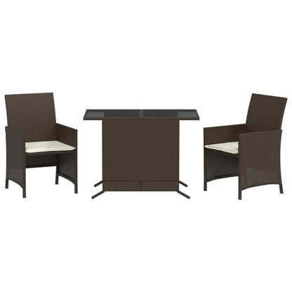 Set Bistrò 3 pz con Cuscini Marrone in Polyrattan - homemem39