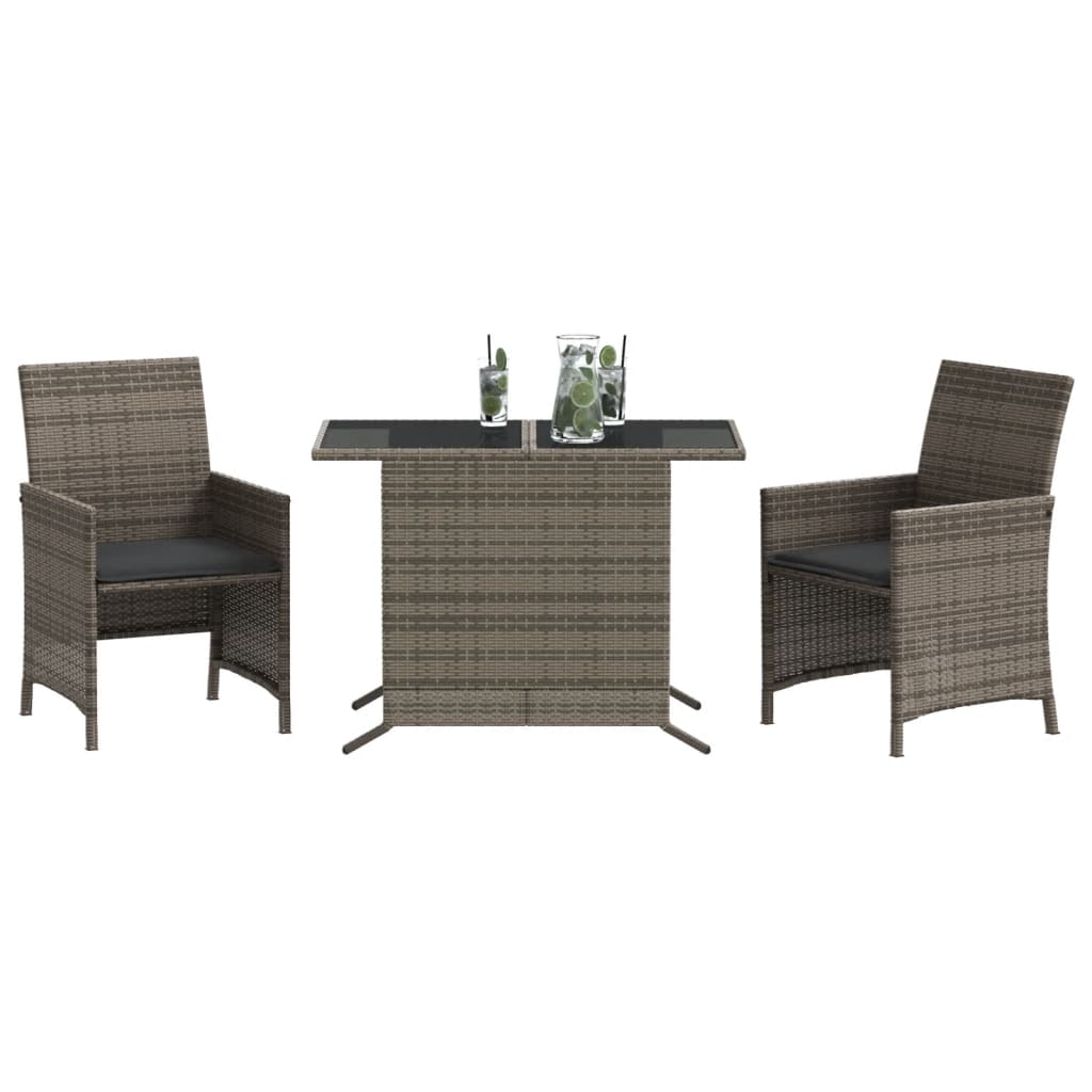 Set da Bistrò 3 pz con Cuscini Grigio in Polyrattan | homemem39