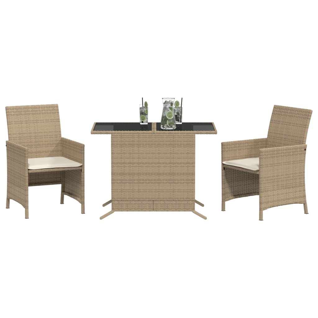Set da Bistrò 3 pz con Cuscini Beige in Polyrattan - homemem39